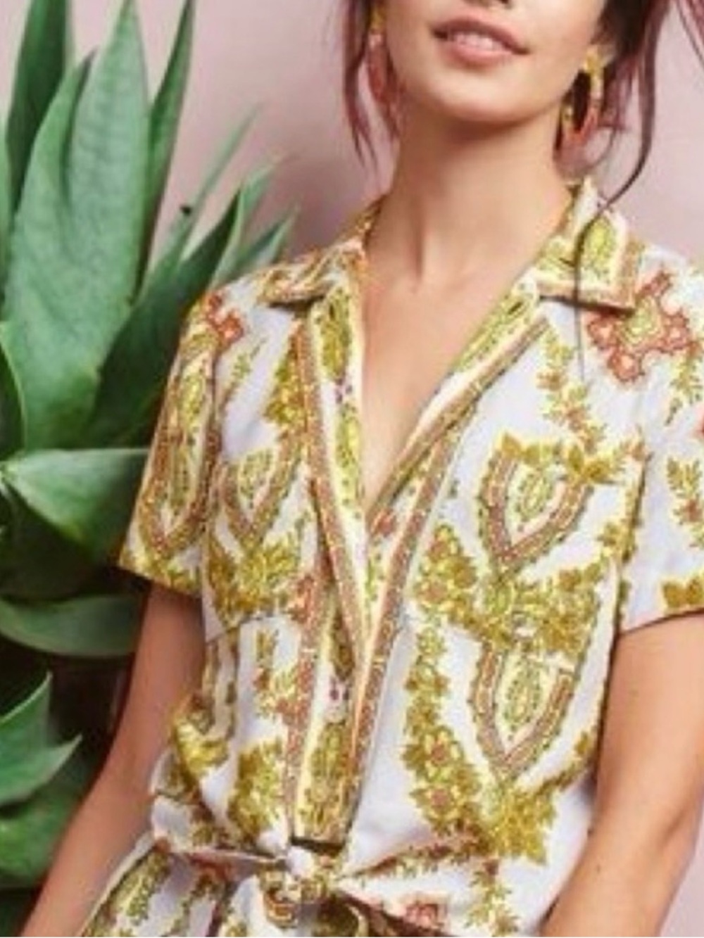 Anthropologie Medallion Scarf Print Blouse